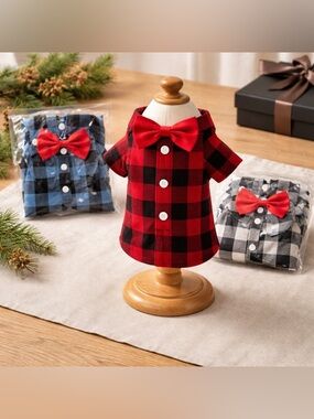 3 Pack Plaid Puppy Cat Shirt Cute Dog Shirt Cat Shirt Dog Plaid Shirt Dog Shirts
